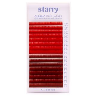 Colored lashes red / red wine D 0.07 x 8-14mm 0 Starry lashes